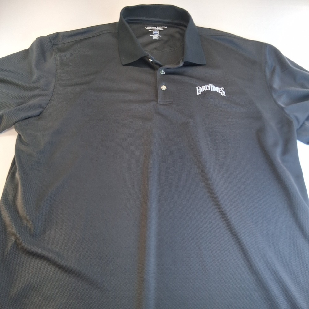 Pebble Beach Performance Golf Polo Shirt Mens Size 2XL BLACK EARLY TIMES